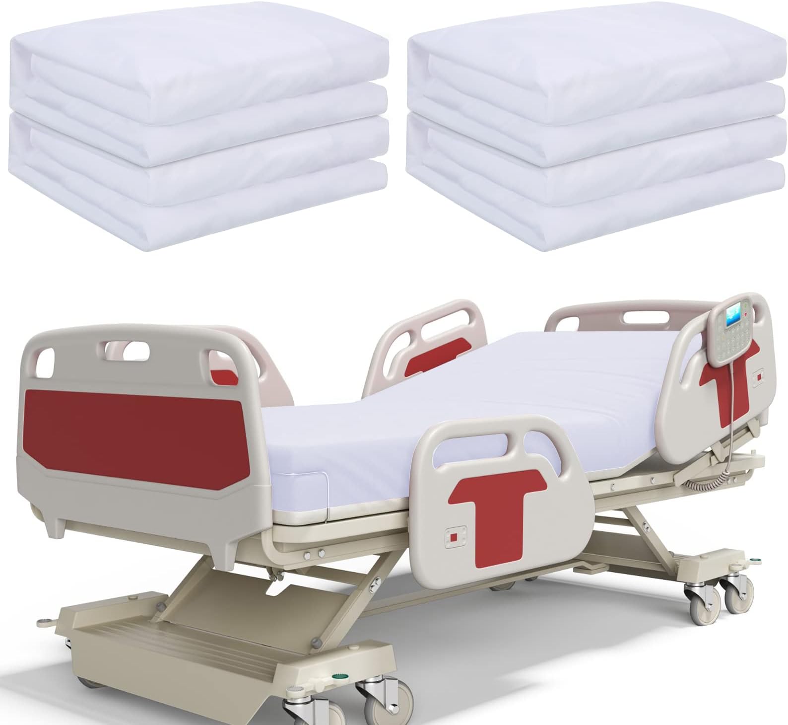 4 Pack Fitted Hospital Bed Sheets, Soft Knitted Jersey