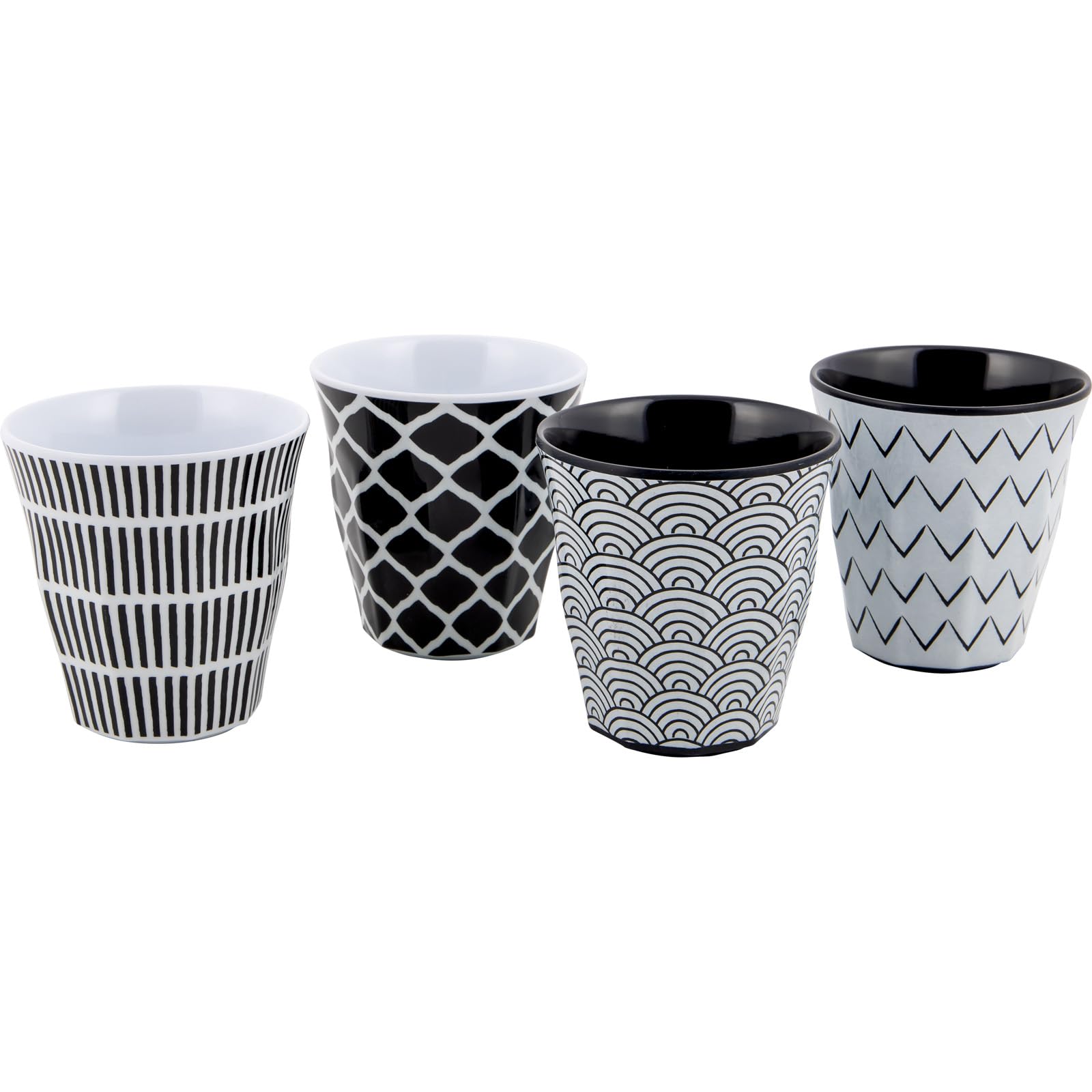 Bo-Camp - Vajilla - Mix & Match - 16 Piezas, Vajilla - Mix & Match - 16 piezas - Negro/Blanco