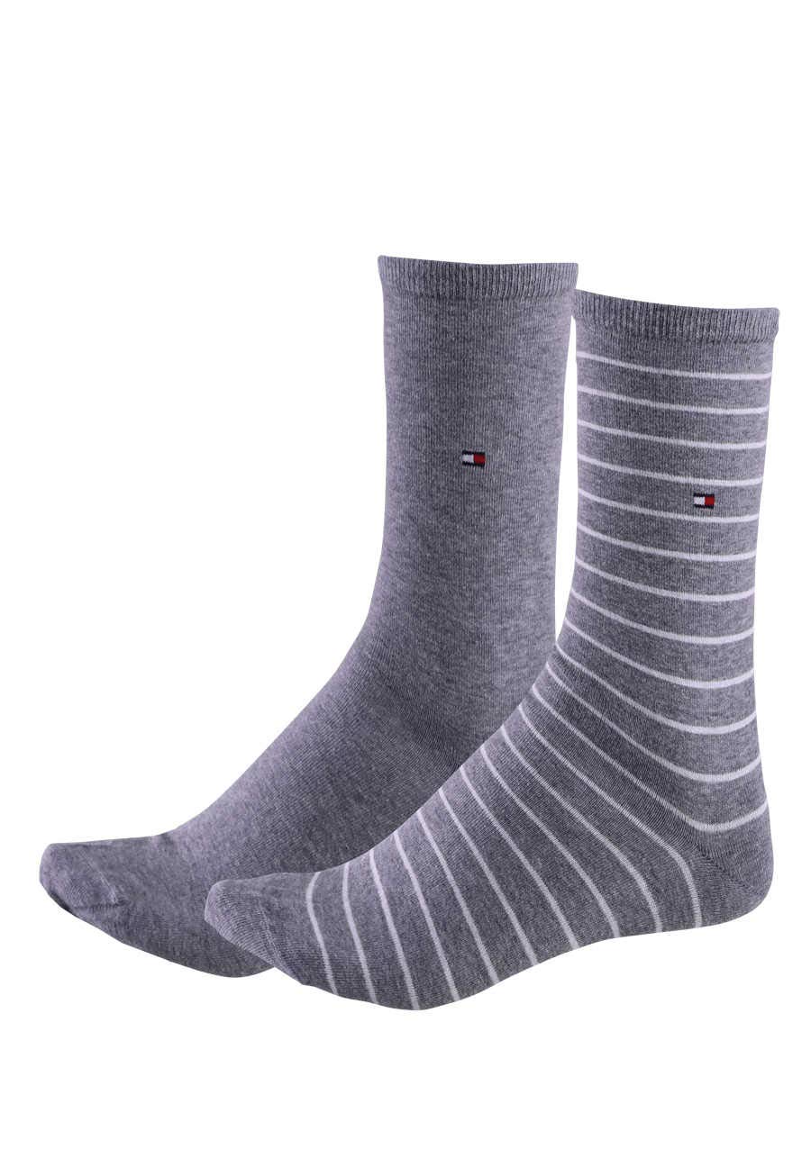 Tommy Hilfiger Women's CLSSC Sock, Middle Grey Melange, 39/42 (Pack of 2)