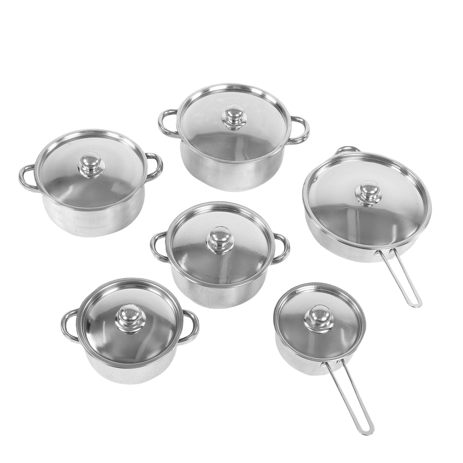 Eujgoov Set di Pentole in Acciaio Inossidabile, Pentole e Padelle Durevoli per la Casalinga, Set da da 6 Pezzi Compatibile con Induzione per un Uso Versatile