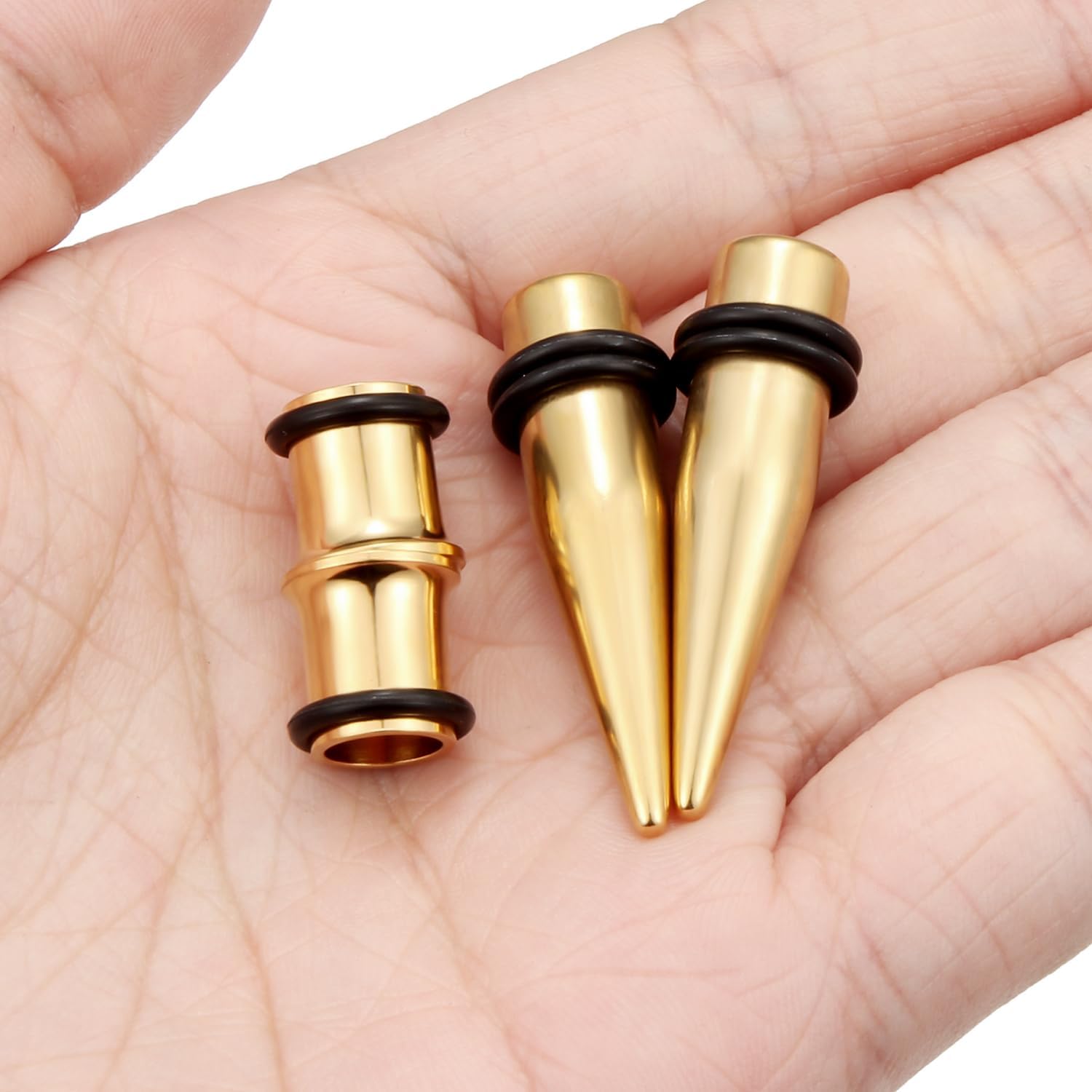 12G 10G 8G 6G 4G 2G 0G 00G Ear Gauge Stretching Kit 316L Surgical Steel Gauges Tapers Tunnels Hypoallergenic Ears Gauges Gauging Plugs Set for Women Men