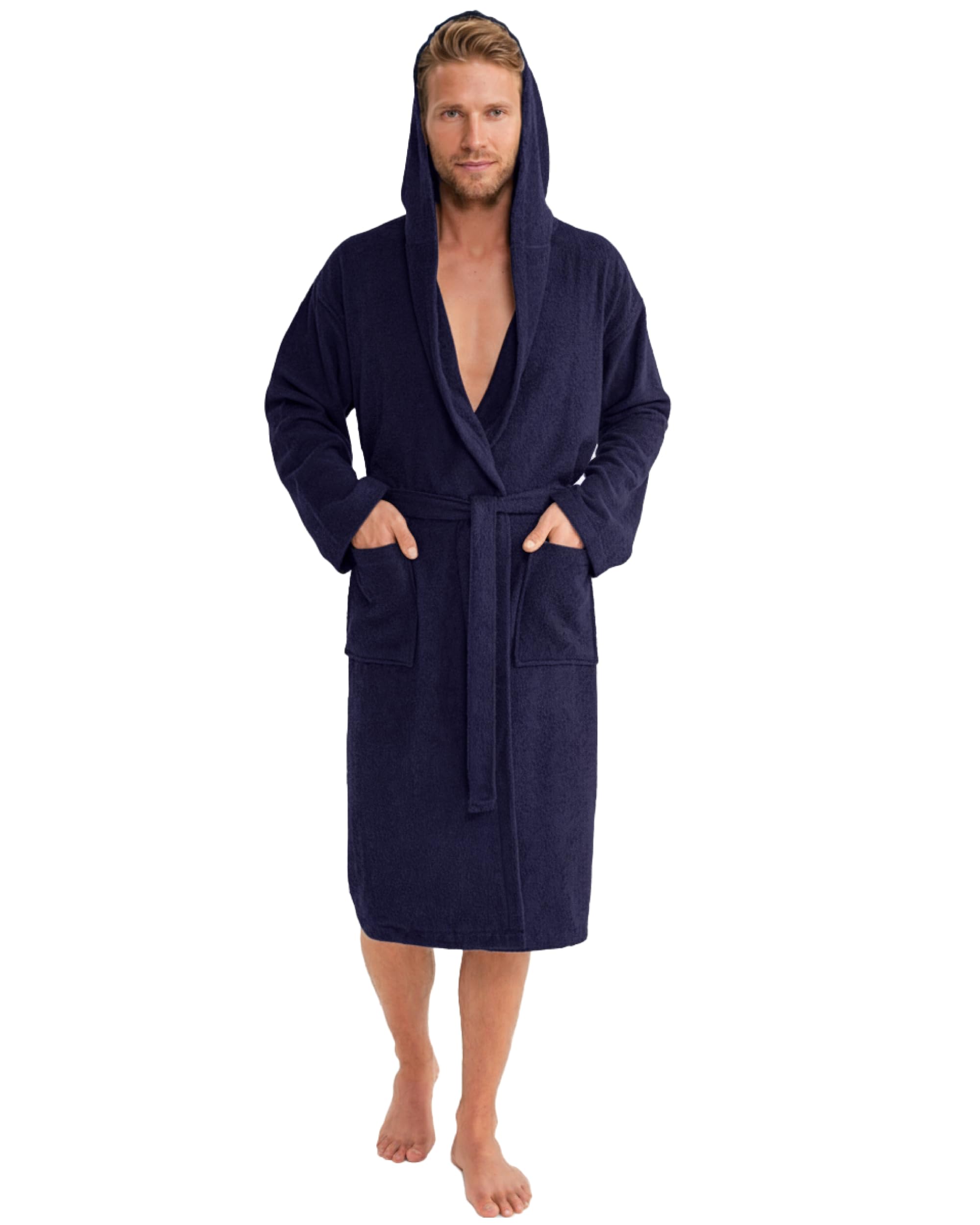 Twinzen Accappatoio Uomo Spugna con Cappuccio 100% Cotone - Morbido, Assorbente, Certificato Oeko-Tex