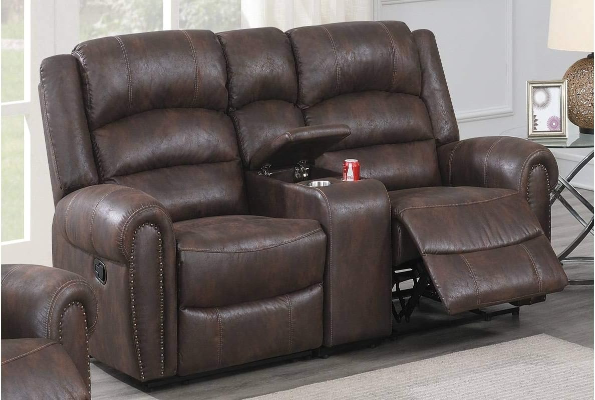 Tallinn 3 Pieces Power Recliner Set Upholstered in Chocolate Leather-Like Fabric