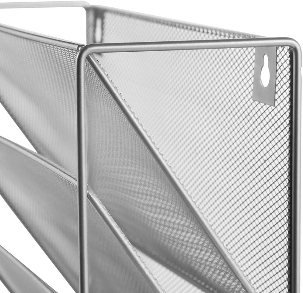 Easepres File Organizer Mesh 5-Tier Black Hanging File Organizer Vertical Holder Rack for Office Home, Silver : Office Products