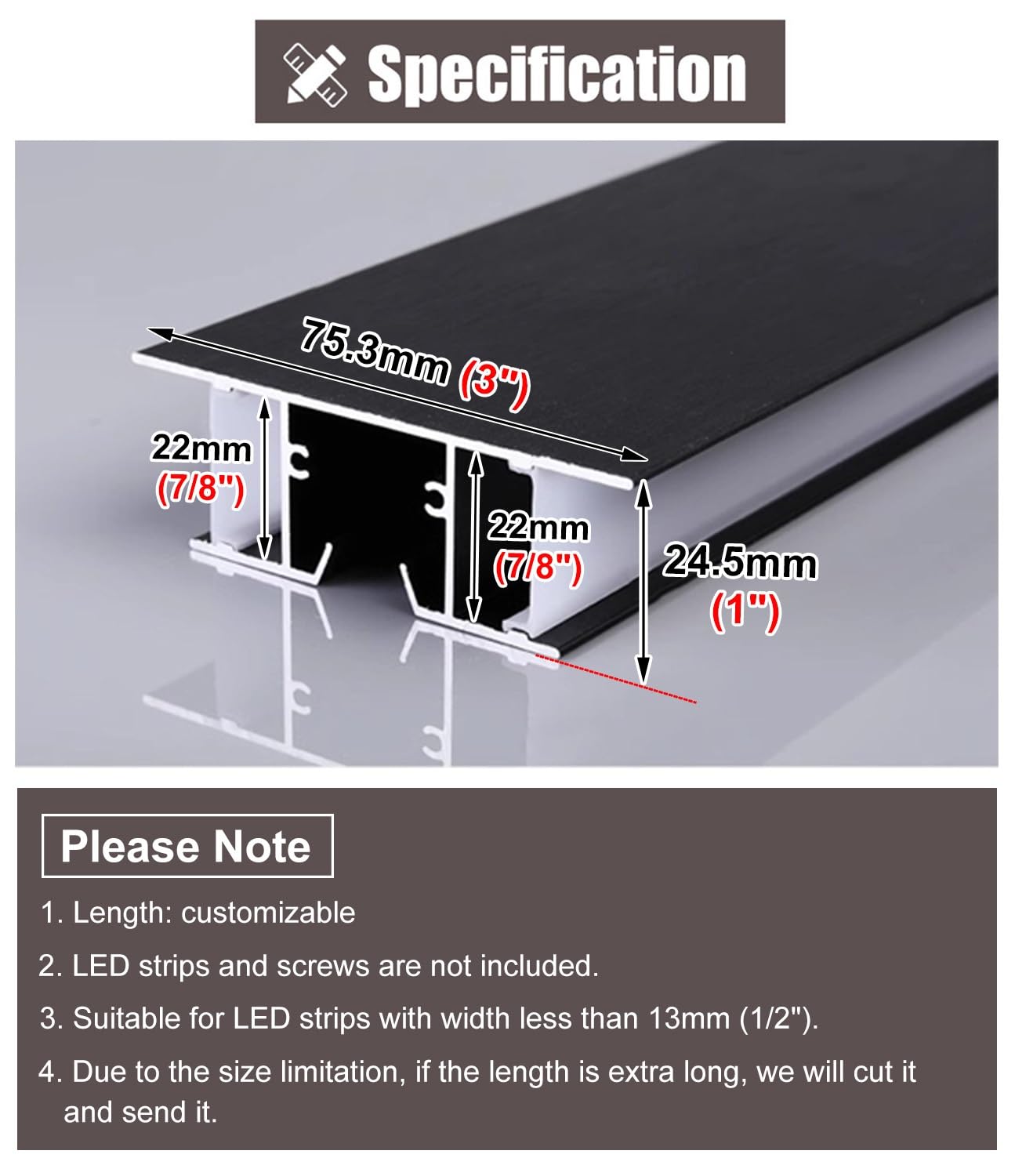 Dimensioni delle modanature per soffitti, Canale di Illuminazione con Modanatura a Corona a LED for pareti a soffitto di Lunghezze Multiple(3.6m (11.8ft))