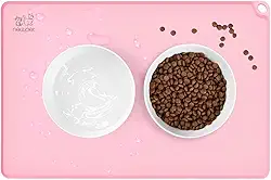 Jogo Americano de Silicone para Pets, Cães Tapete Organização Fácil Limpar, Altos Tapetes Antiderrapantes para Tigela de Cachorro para Comida e água, 50CM*40CM (50CM*40CM, Rosa)