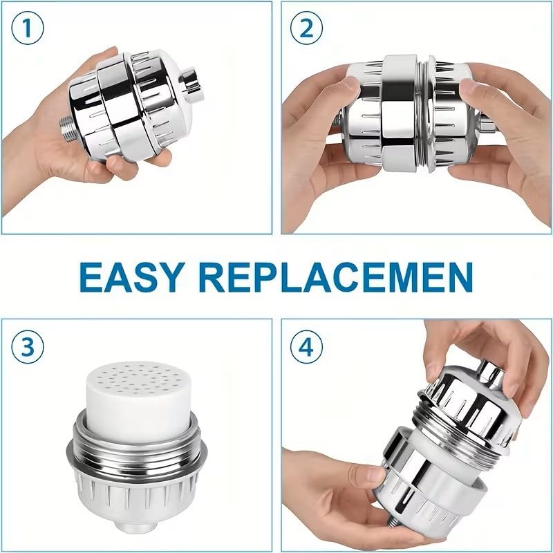 Image of Gurin Shower Filter Cartridge for Bathroom, Multistage Hard Water Softener for Shower /Tap