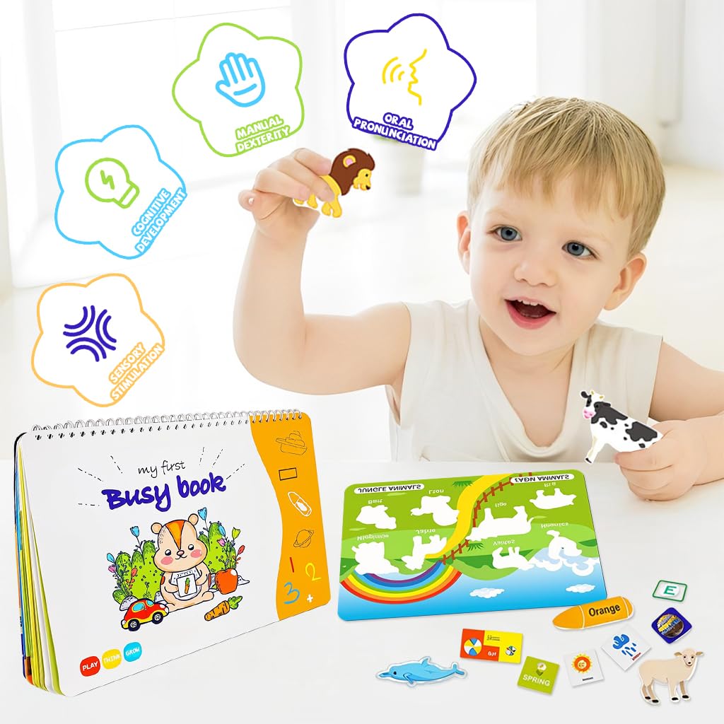 SNOWIE SOFT® Busy Binder Book for Toddlers 1-3, 12 Themes Design Early Educational Montessori Busy Board for Kids, Autism Sensory Toys, Activity Binder, Educational Toys for 3 Year Old 2