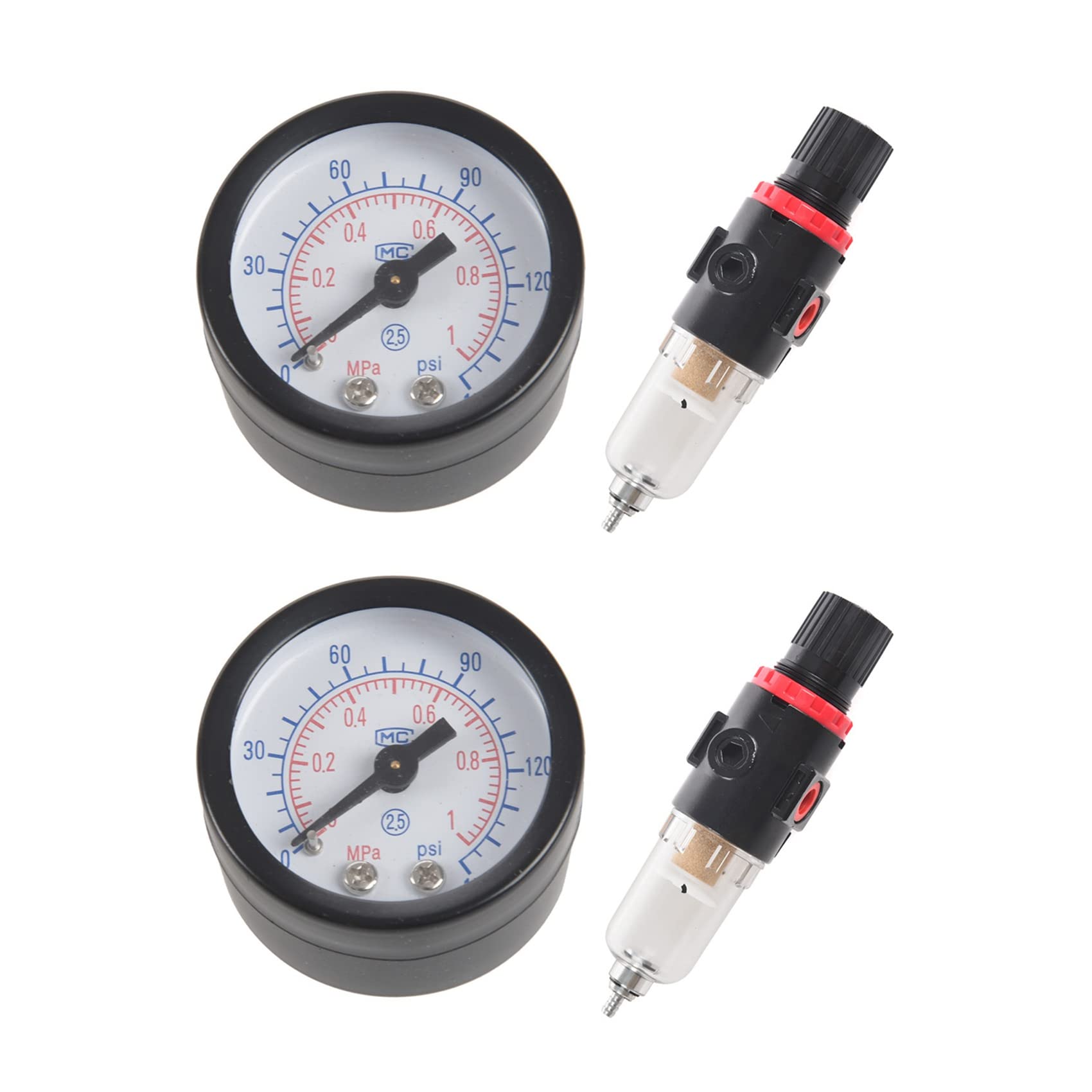 Jnchdghwa Black 2X 1/4 Air Compressor Filter Water Separator Trap Tools Kit With Regulator Afr-2000