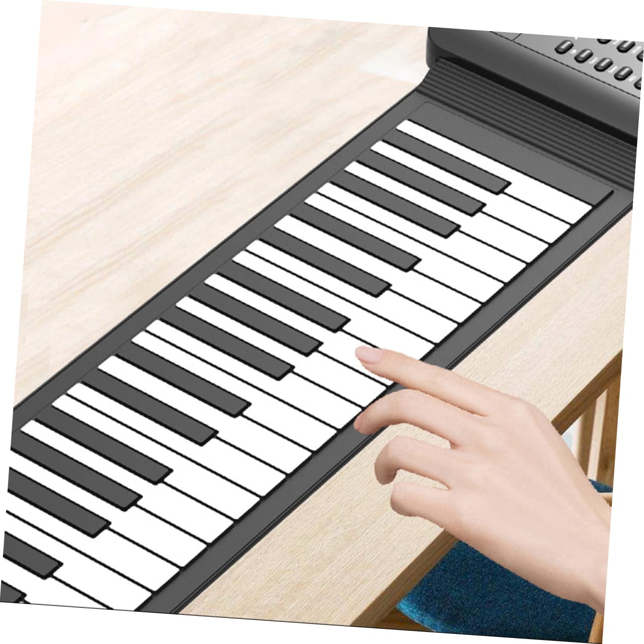 Pianoforte Elettronico Arrotolabile Pieghevole 61 Tasti in Silicone | Nero e Bianco, Portatile e Facile da Riporre, Sensazione Comoda al Tatto