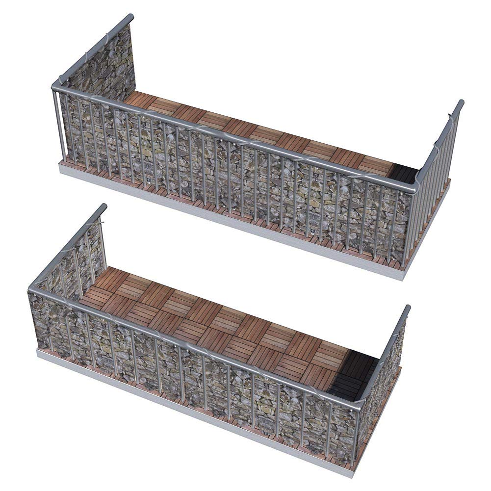 BAKAJI Telo Copertura Frangivista Frangivento per Ringhiera Protezione Balcone Dimensione 600 x 90 cm in Tessuto PVC Aggancio ad Occhielli Corda 24mt Inclusa (Pietra)
