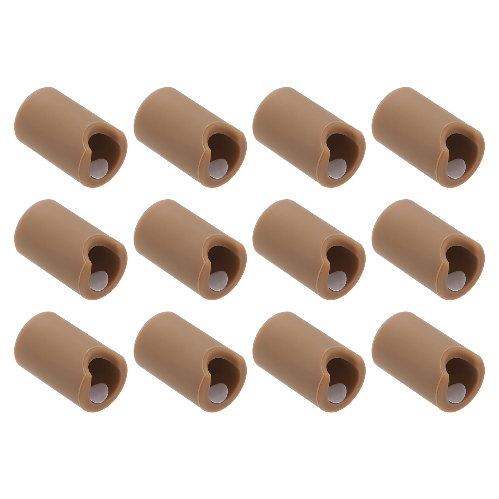 sourcing map 12 Pcs Round Silicone Cabinet Handle Corner Guards, Door Handle Safety Soft Edge Protector, Anti Collision Corner Drawer Bumpers for Table, Wardrobe, Furniture Handles, Brown