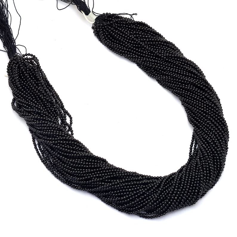 Perles onyx noir pour réparer ou assembler un bracelet en perles rondes lisses