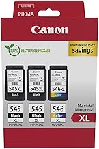 Canon PG-545XL x 2 / CL-546XL High Yield Genuine Ink Cartridges, Pack of 3 (2 x Black, 1 x Colour) - Cardboard Multipack