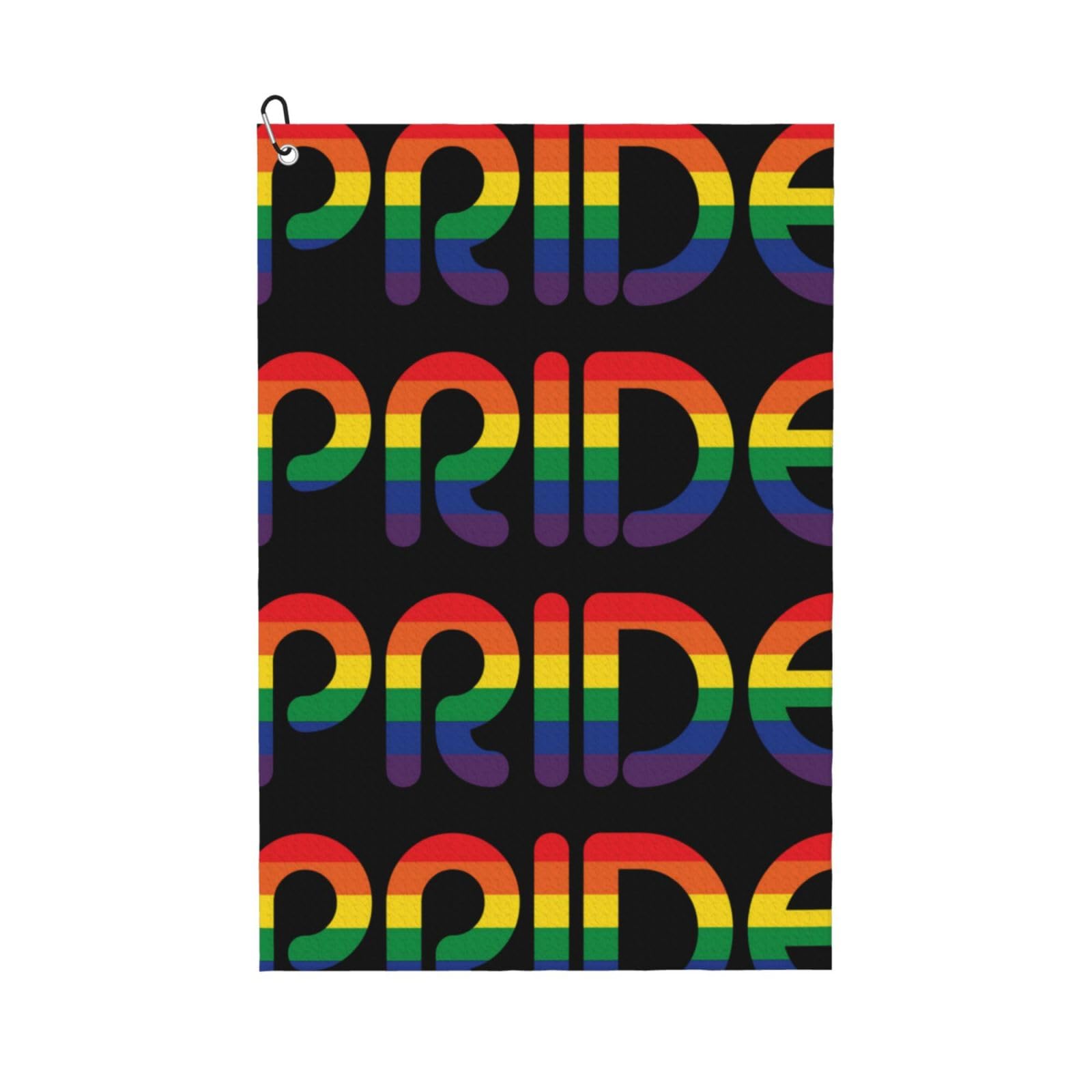 peiyeety Rainbow Pride Microfiber Golf Towel with Carabiner Clip, 16x24 Inch Absorbent Waffle Weave Towel for Golf Bags