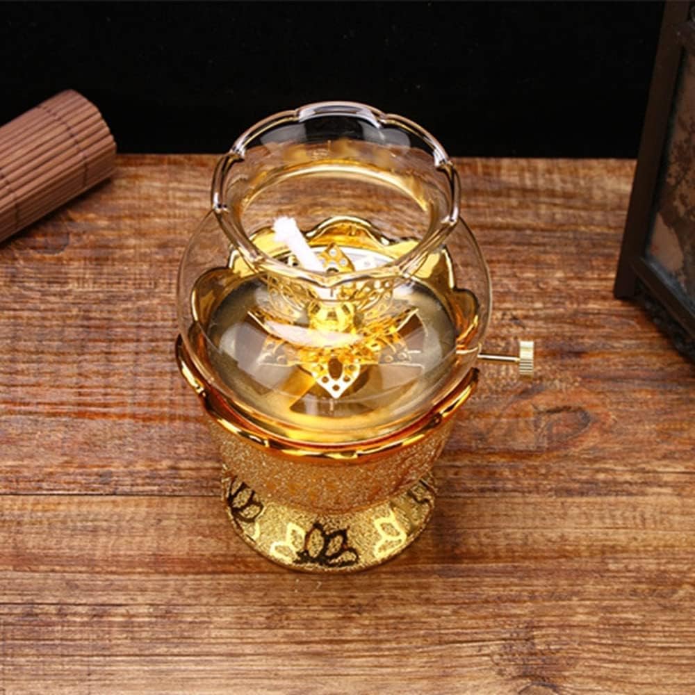 15cm Buddhist Lotus Windproof Oil Lamp Buddha Butter Lamp Temple Supplies Decorate