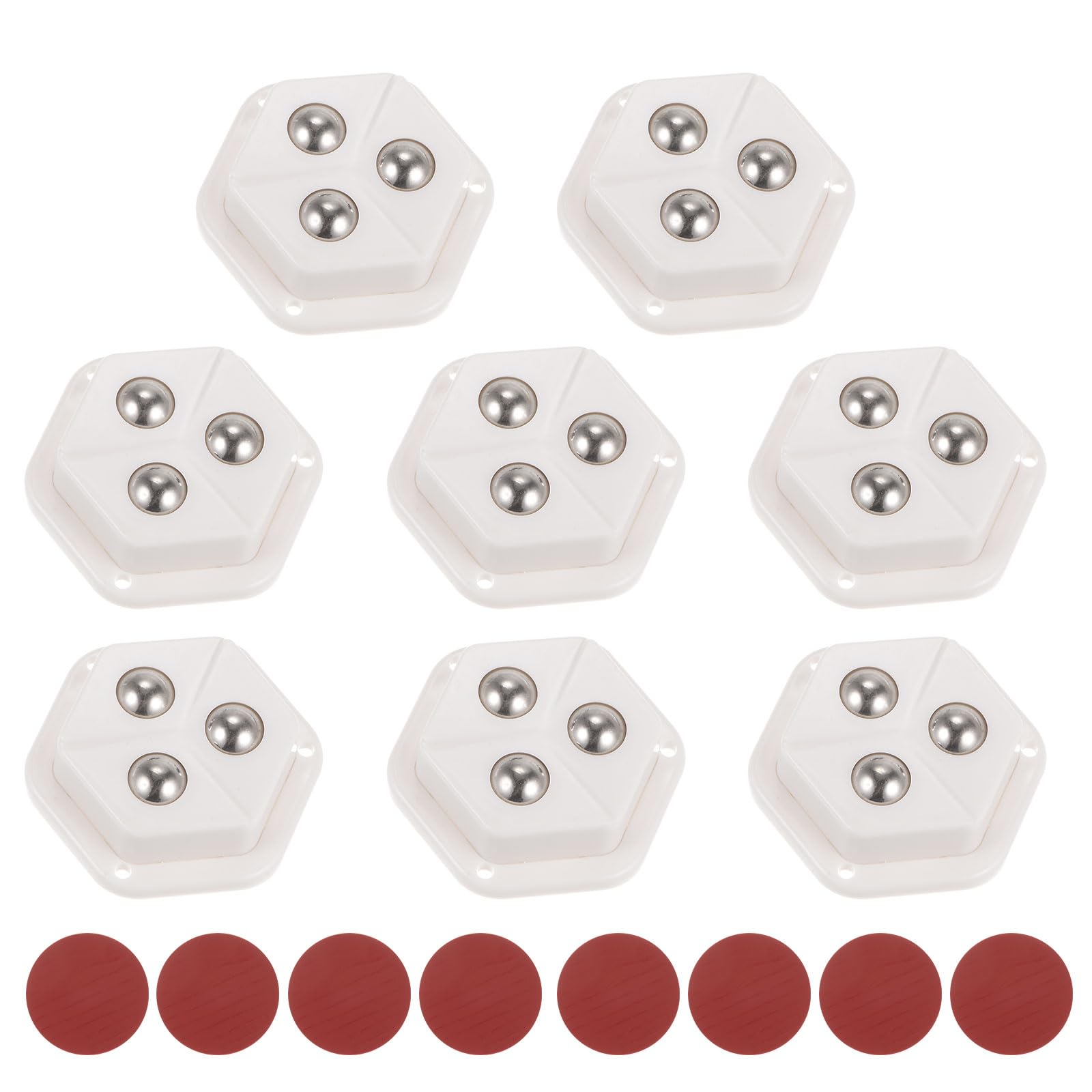 sourcing map8pcs Self Adhesive Mini Caster Wheels Universal Caster Wheel 360° Rotation Sticky Swivel Pulley for Kitchen Appliances Storage Boxes Coffee Makers, White