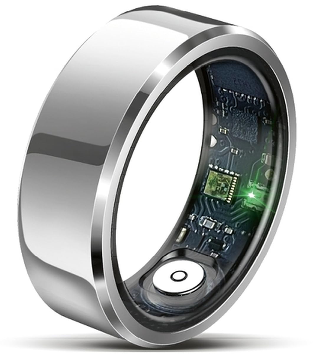 Beafon, Felixx SR6 Bague Intelligente en Argent Taille 11 (64,6 mm), Suivi de Fitness, fréquence Cardiaque, Surveillance de la Pression artérielle, podomètre, IP68, Bluetooth, Acier Inoxydable, avec