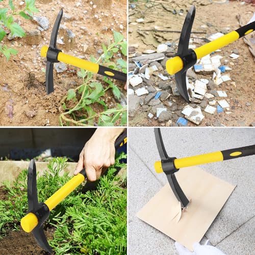 3 Piezas Azadones para Jardín de 15 Pulgadas con Mango de Fibra de Vidrio miniatura 7