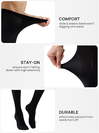 MANZI Women's 2-6 Pairs Opaque Control Top Tights Comfort Stretch 70 Denier Pantyhose
