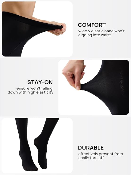 MANZI Women's 2-6 Pairs Opaque Control Top Tights Comfort Stretch 70 Denier Pantyhose