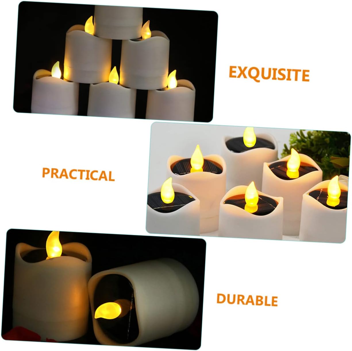 DOITOOL 12pcs Solar Flameless Candle Lights Solar Rechargeable Tea Wax Lamp for Outdoor Use and Safe Design for Garden Decor and Ambiance