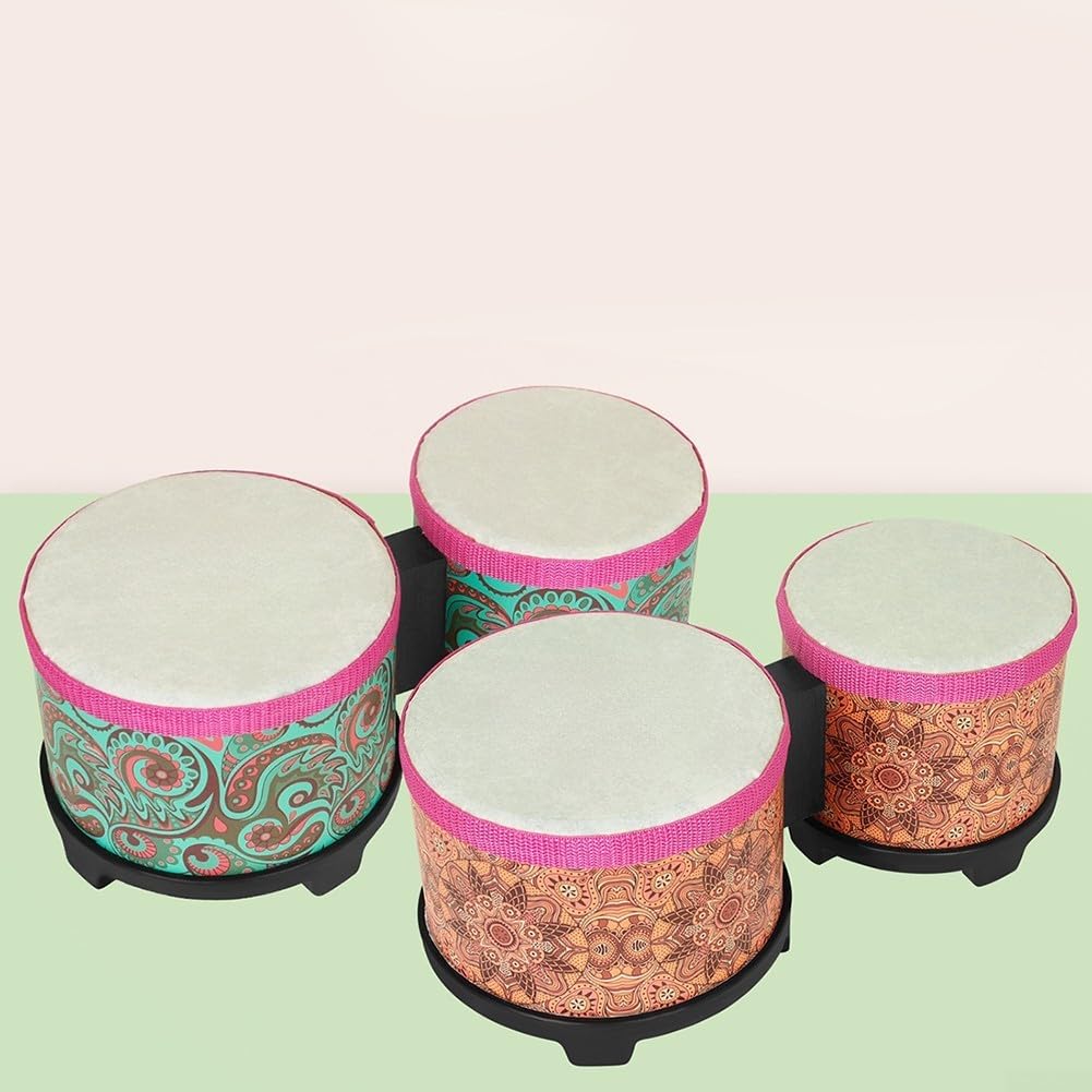 ReachMall Bongo Tambour à main éducatif pour tout-petits en caoutchouc ABS son lumineux facile à jouer de la musique (texture orange)