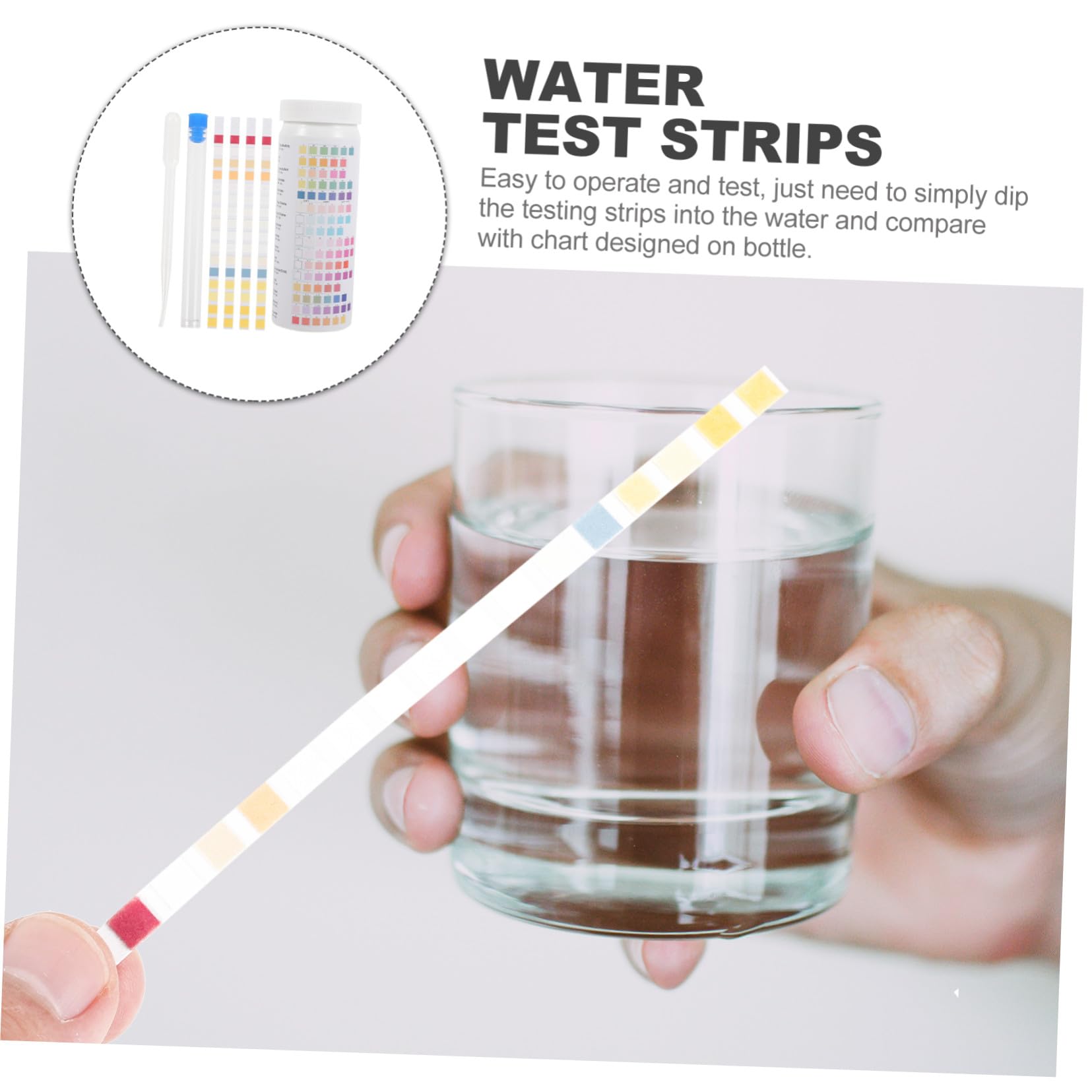100 Stück Wasserqualität Teststreifen mit Tropfpipette und Reagenzglas Multifunktionale Ph und Wasserhärteprüfer für Trinkwasser Aquarium Leitungswasser Zuhause Schnelle Analyse