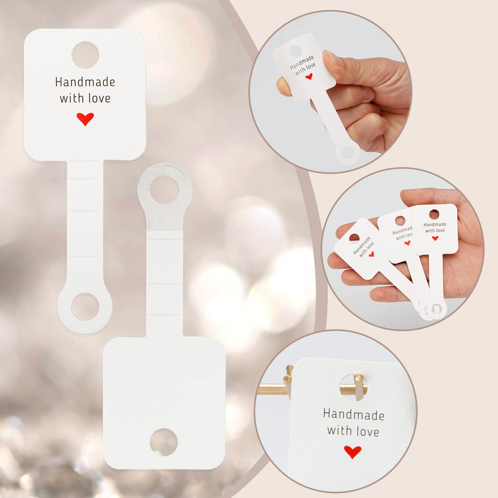 200 Carte Porta Orecchini In Kraft | Schede Con Fori Per Display Gioielli - Formato 9x5 Cm Marrone - Foto 2