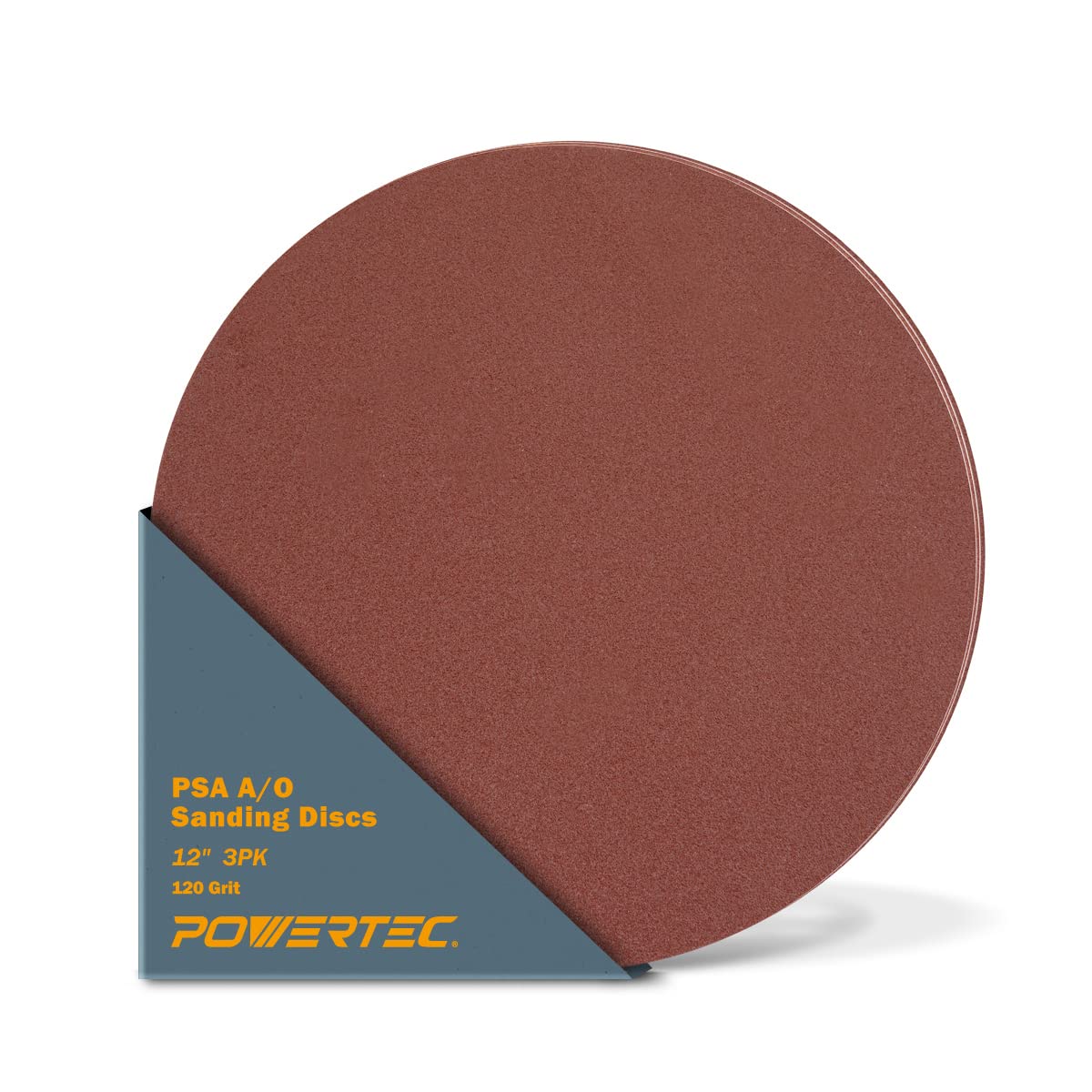 POWERTEC110613 12" PSA 120 Grit A/O Sanding Disc, 3PK