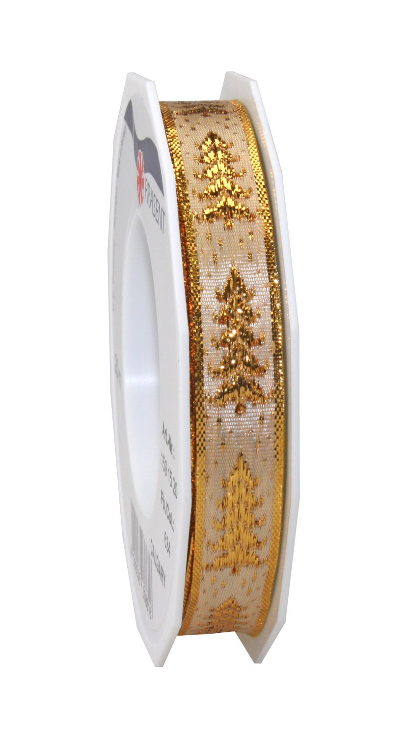 Präsent - Calgary Printed Ribbon Gold 20-m-Roll 15 mm width