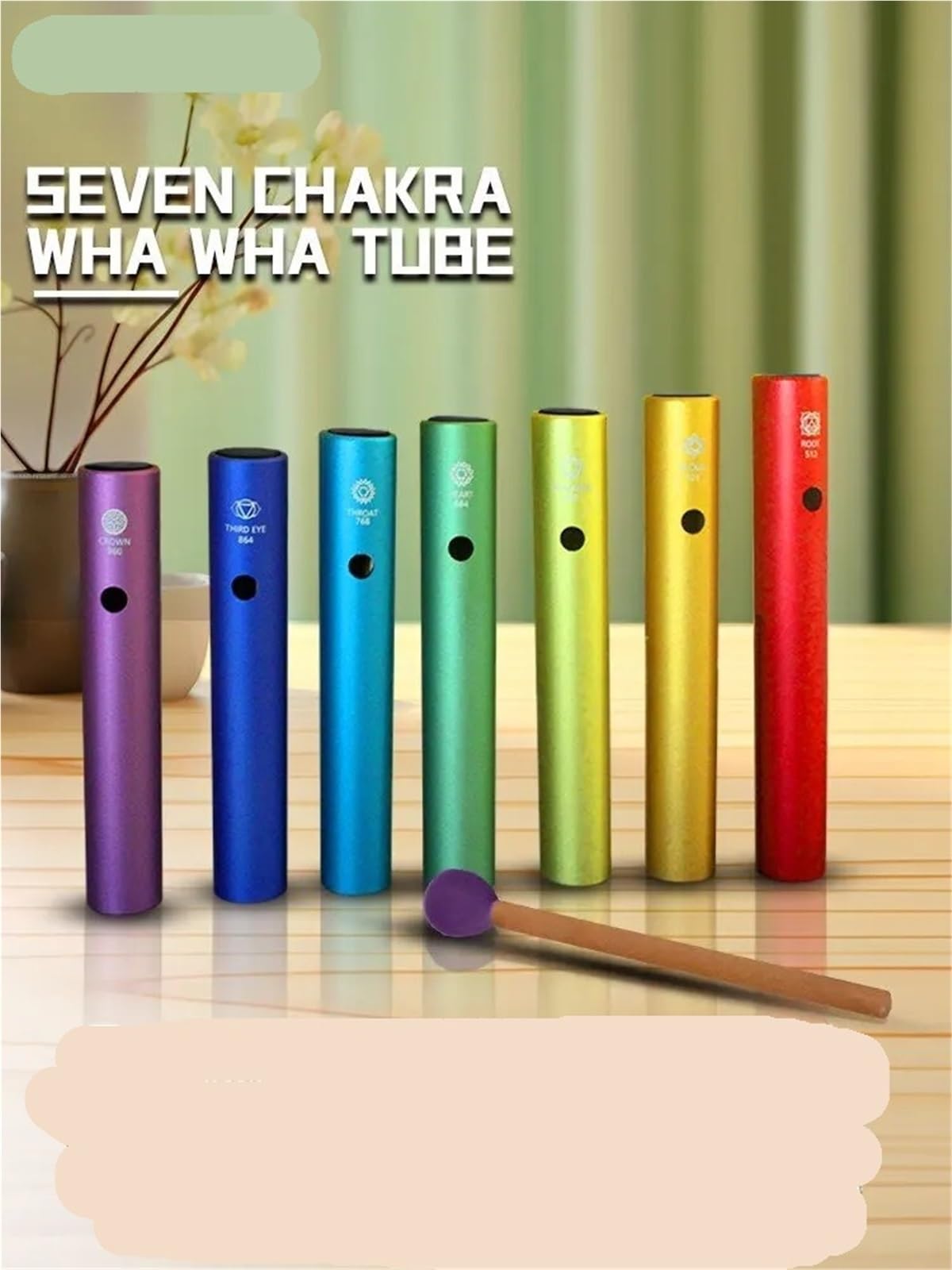 Conjunto de Pedales Wah Wah Tubos de metal Wah, juego completo 7 chakras, afinación 512-960 Hz, instrumento meditación y sanación sonora percusión(640HZ)