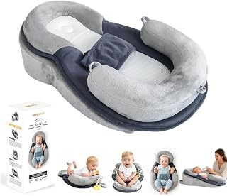 LoveMage 4-in-1 Baby Feeding Pillow: Anti-Overflow Nursing Support, Tummy Time Mat, Detachable Lounger & Wedge for Newborns
