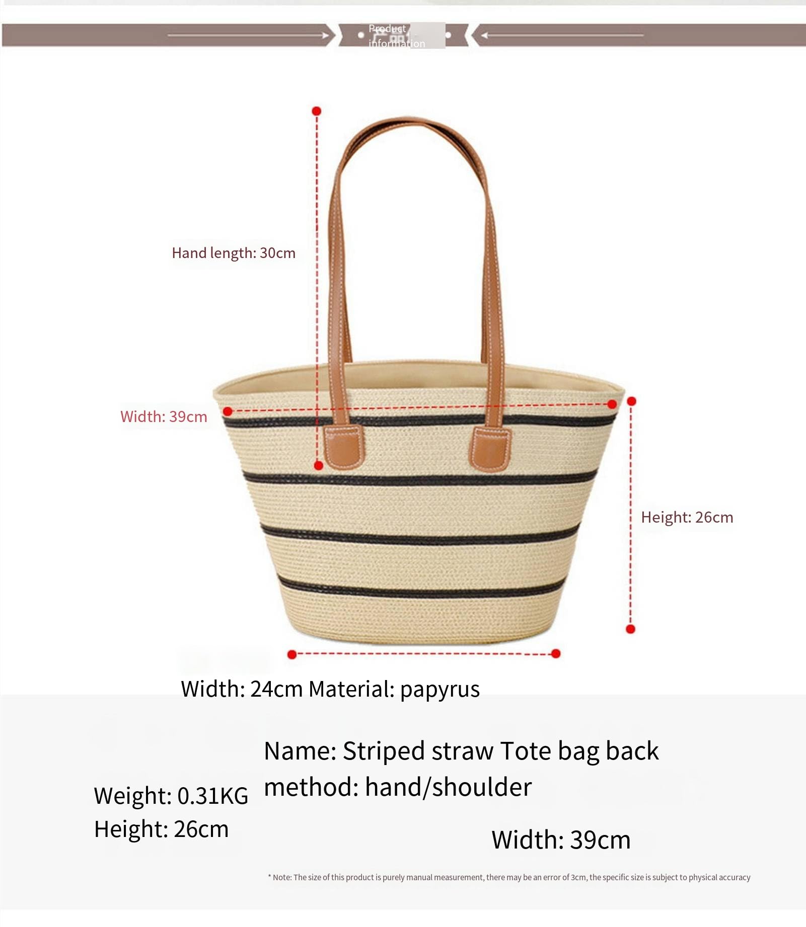 Strohtaschen Damen Mode -strohbag - Große Kapazität Frauen Schultertasche, Gewebte Strandhandtasche Im Französischen Stil Für Den Urlaub-Khaki