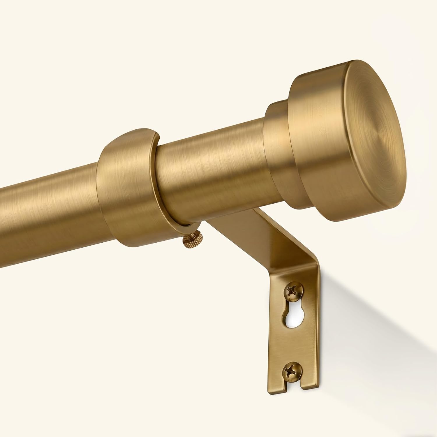 GEEBOBO Warm Gold Curtain Rods for Windows 66 to 120 Inch, 1 Inch Brass Heavy Duty Window Curtain Rod, Brushed Gold Window Treatment Rods, W1 (Brass, 32"-120")