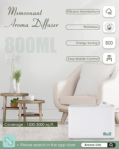 Miniatura 2 de Mxmoonant Máquina de aire aromático para el hogar, 27.1fl oz HVACdifusor de aroma independiente 1500-3000 pies cuadrados. Control de aplicación,
