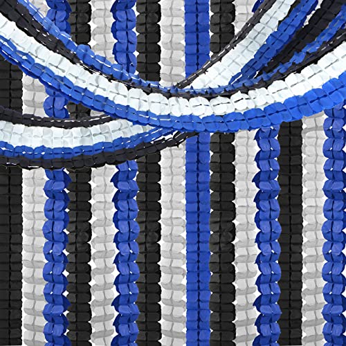 Image of Navy-Blue Black-Silver Party-Decorations Streamers Garland - 157Ft Graduation Four-Leaf Clover Hanging Banner,Men Boys Birthday Wedding Bridal Neutral Baby Shower Fathers Day Decor Hugtmr