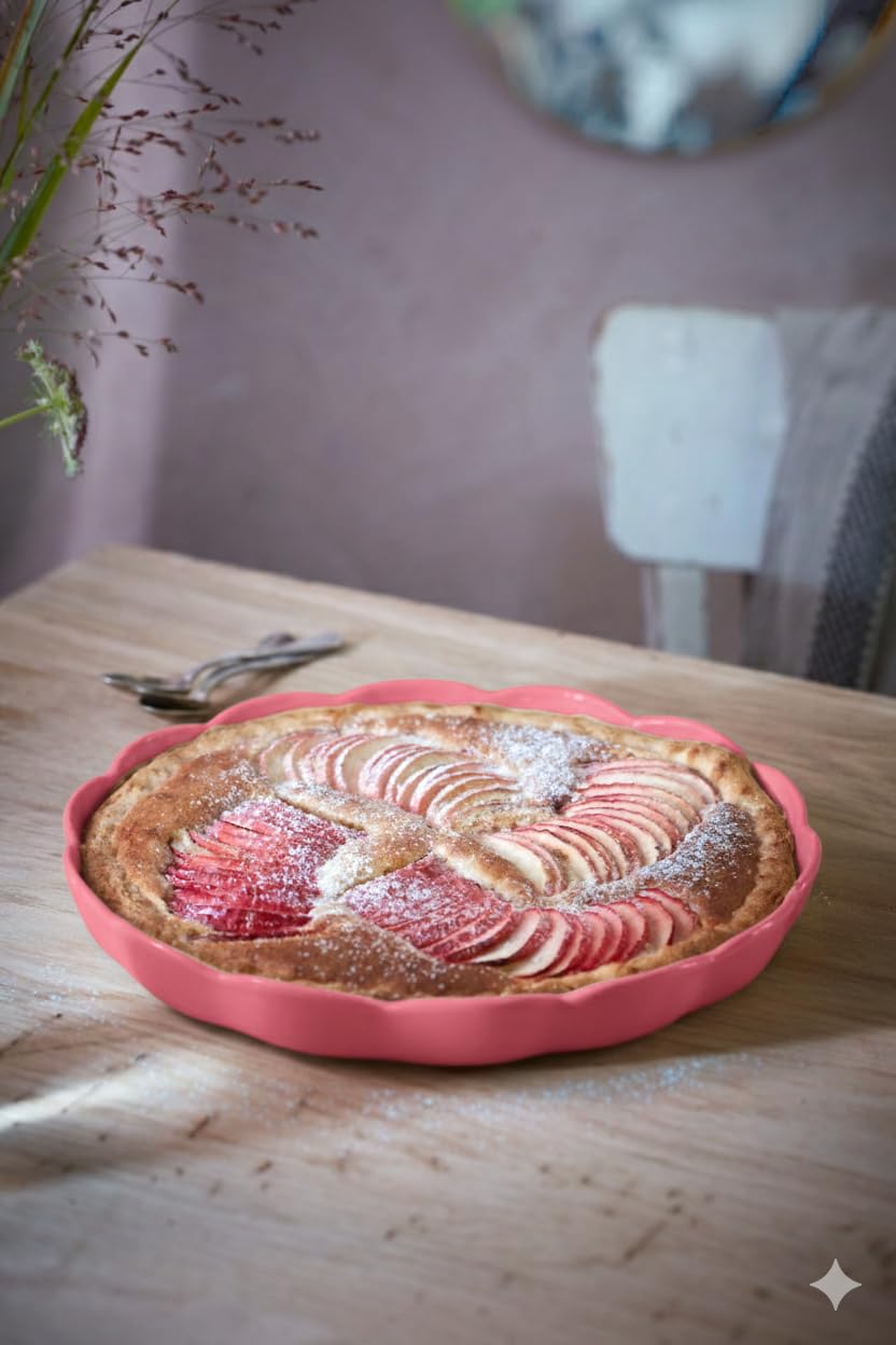 Emile Henry Plat à Tarte Ø 31 cm – Céramique Haute Résistance – Cuisson Homogène et Tarte Dorée à Cœur – Coloris Rose Candy – Fabriqué en France