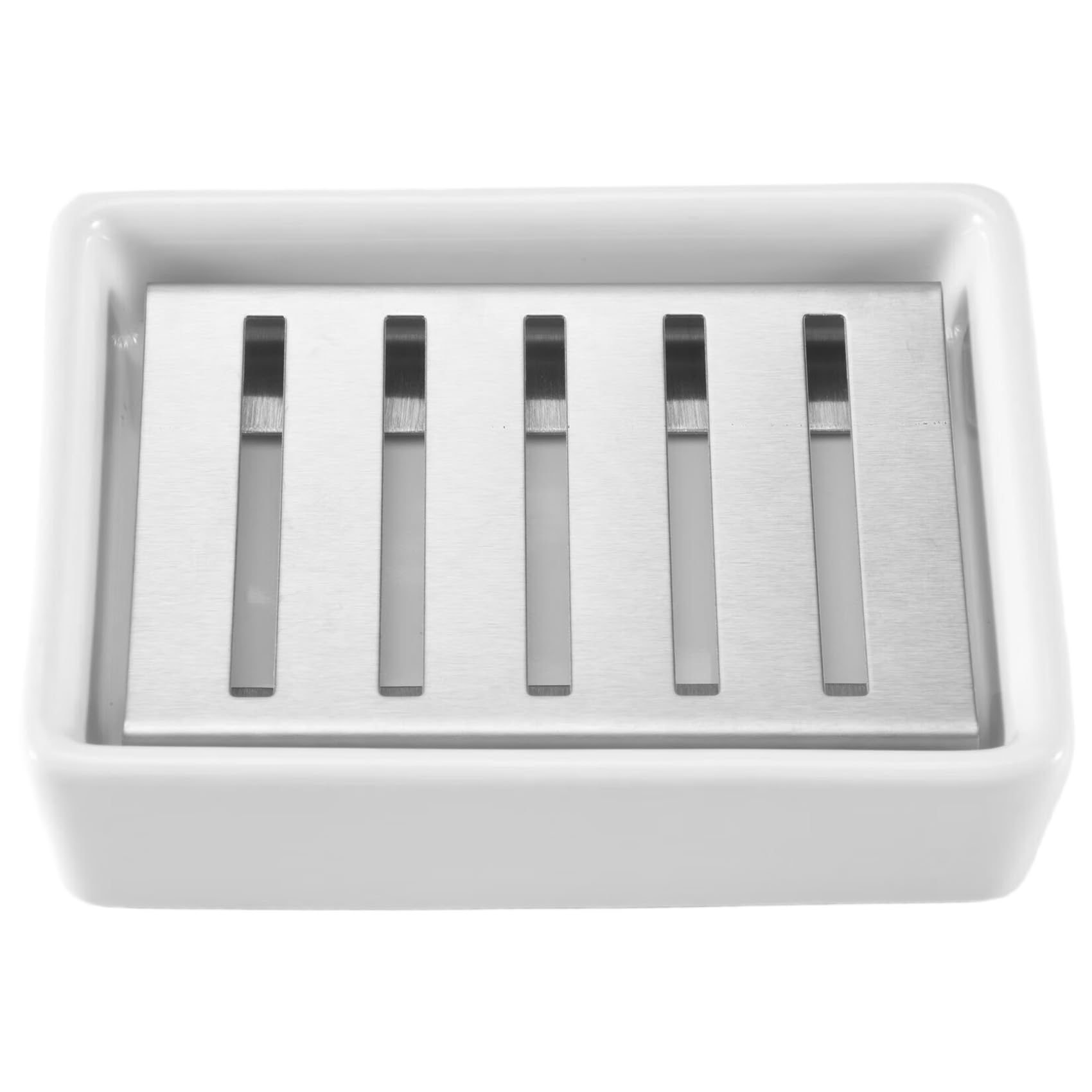 CTRLZS Ceramic Soap Dish Stainless Steel Soap Holder For Bathroom And Shower Double Layer Draining Soap Box
