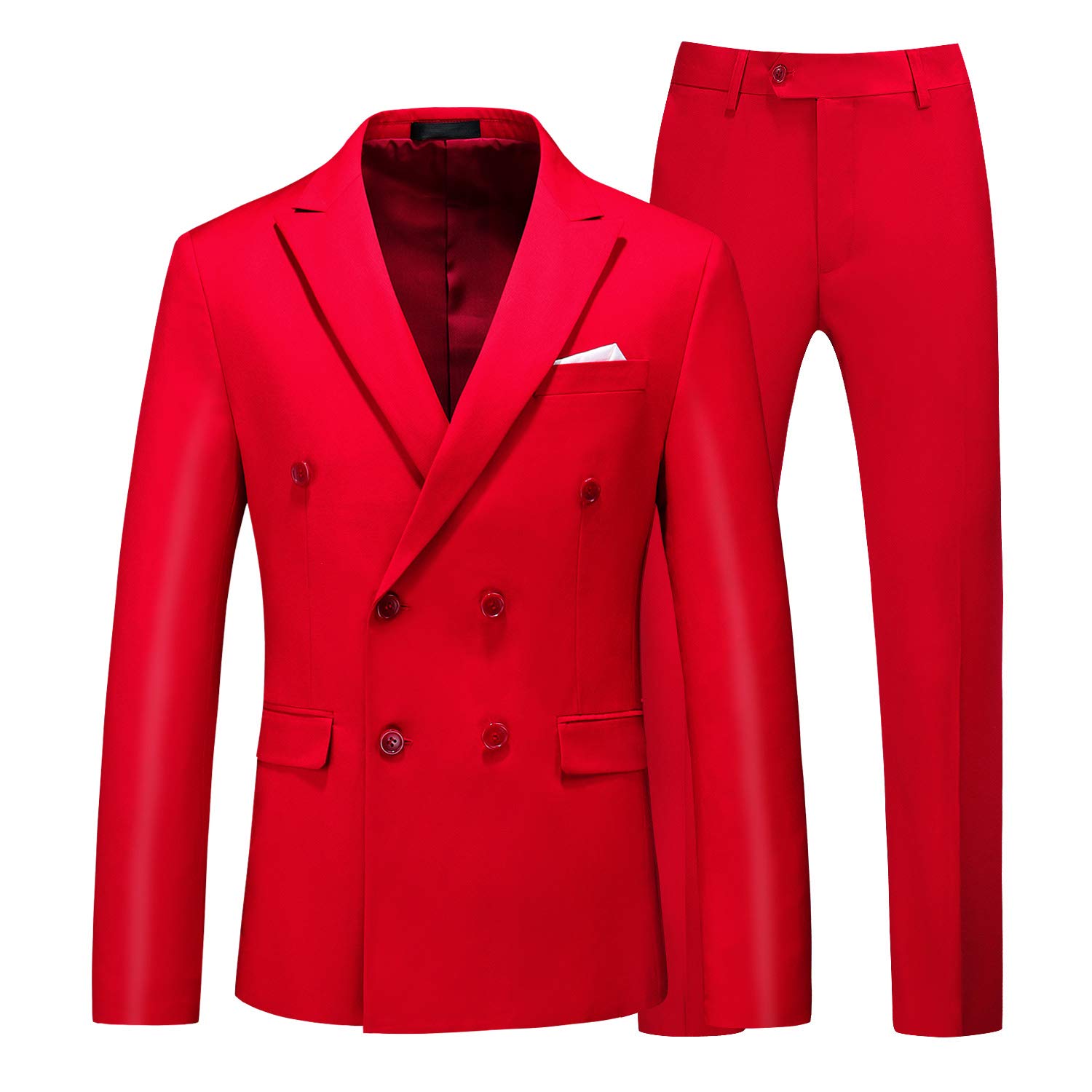 MOGU Suits for Men, 2 Piece Slim Fit Suit with Double Breasted Blazer and Tuxedo Pants