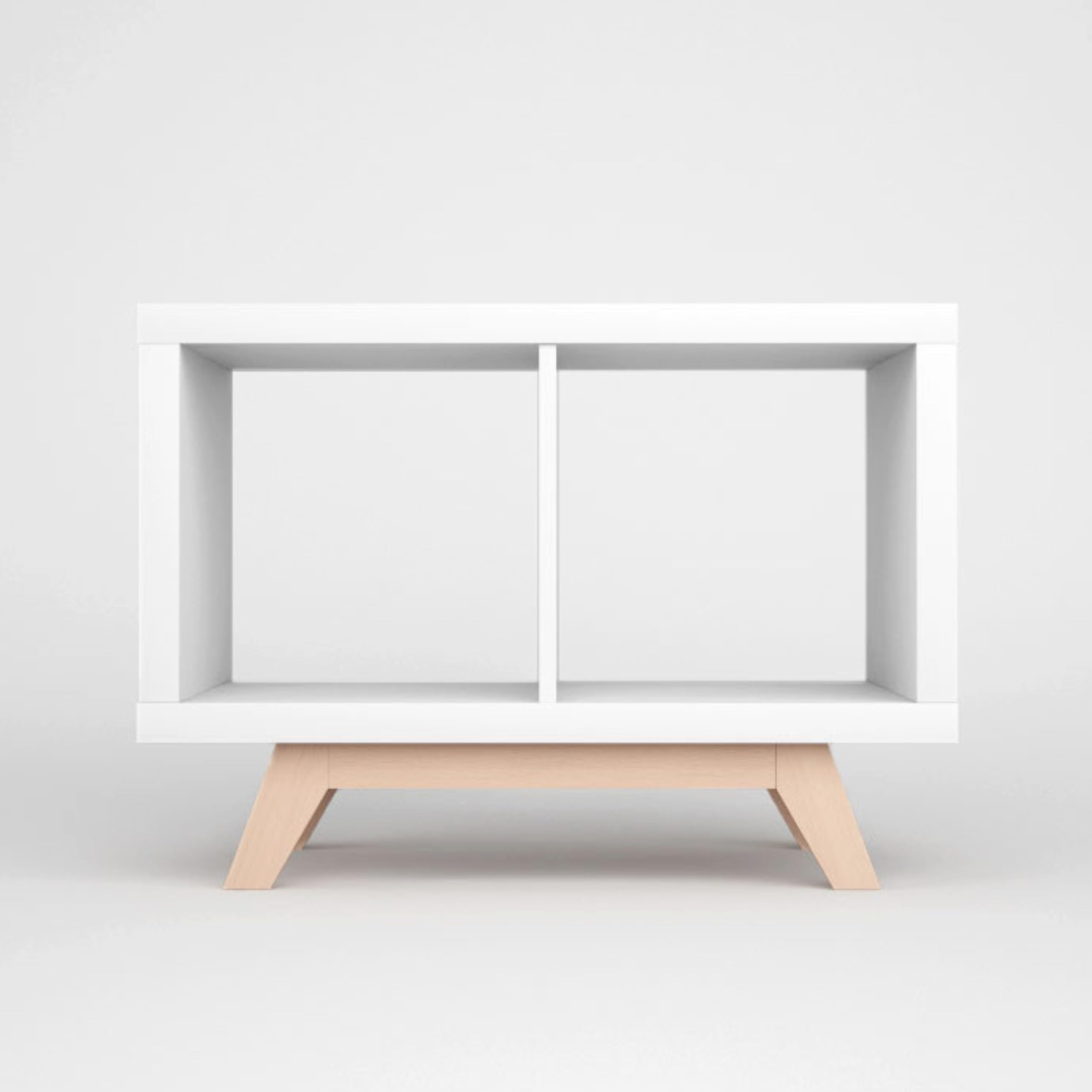 Kallax Regal Untergestell für 2er Kallax | Holzuntergestell Massive Buche | Möbelfüße für Kallax Sideboard | Passgenau 2 Fächer Breite | Retro Design