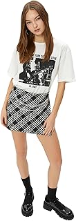 KOTON womens Printed Music Themed Relax Cut Short Sleeve Crew Neck Tshirt