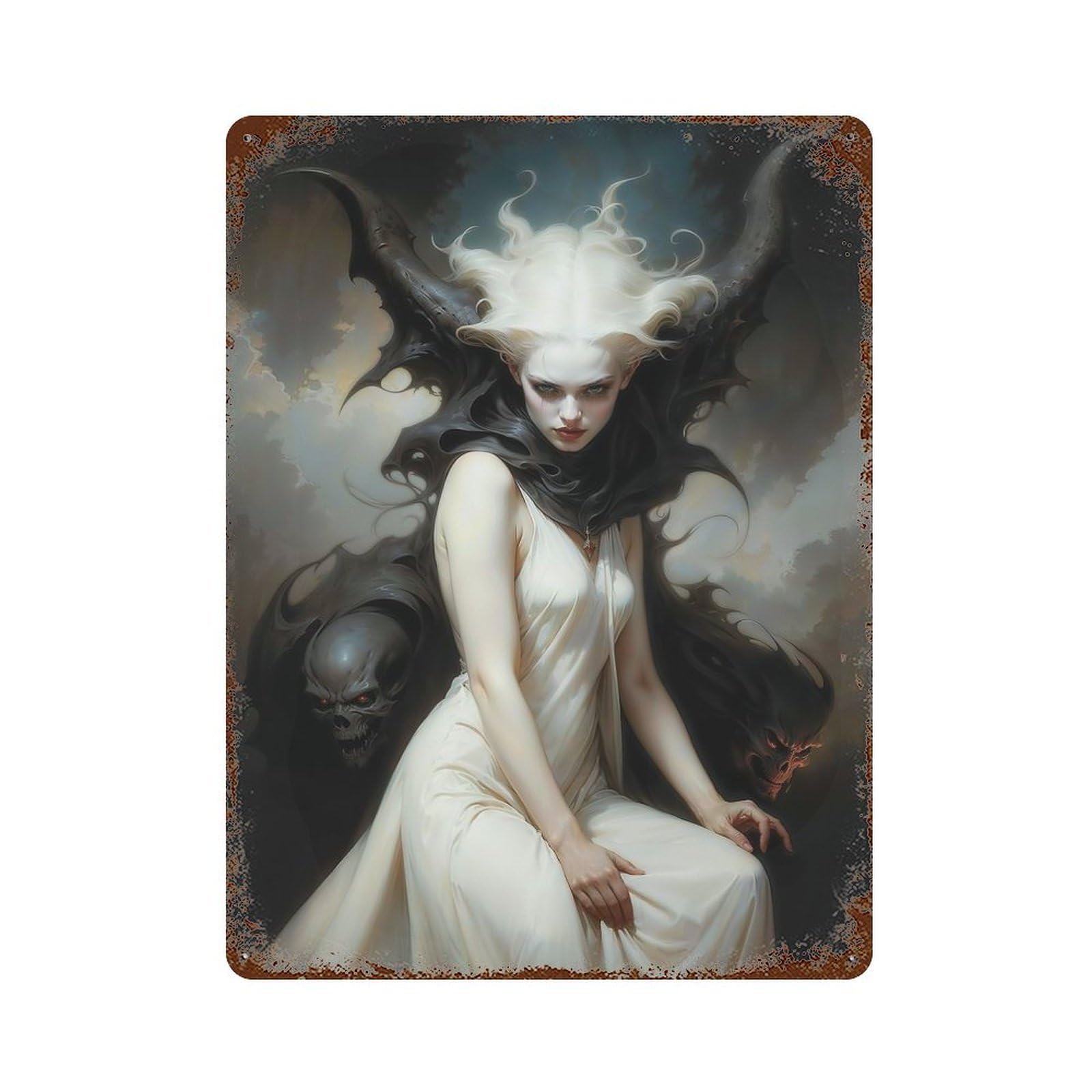 Garage Style Gothic Lilith Vintage Metal Tin Sign 15.7"x11.8", Rustic Home Decor for Bar And Workshop