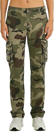 Lanesra Womens Cargo Pants with Pockets Outdoor Casual Ripstop Camo Military Combat Construction Work Pants Camo 29-US 2
