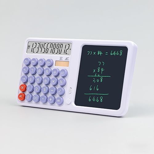 Miniatura 4 de Calculadora de escritorio de 12 dígitos de pantalla dual con tableta de escritura de cristal líquido, herramienta matemática solar y alimentada por