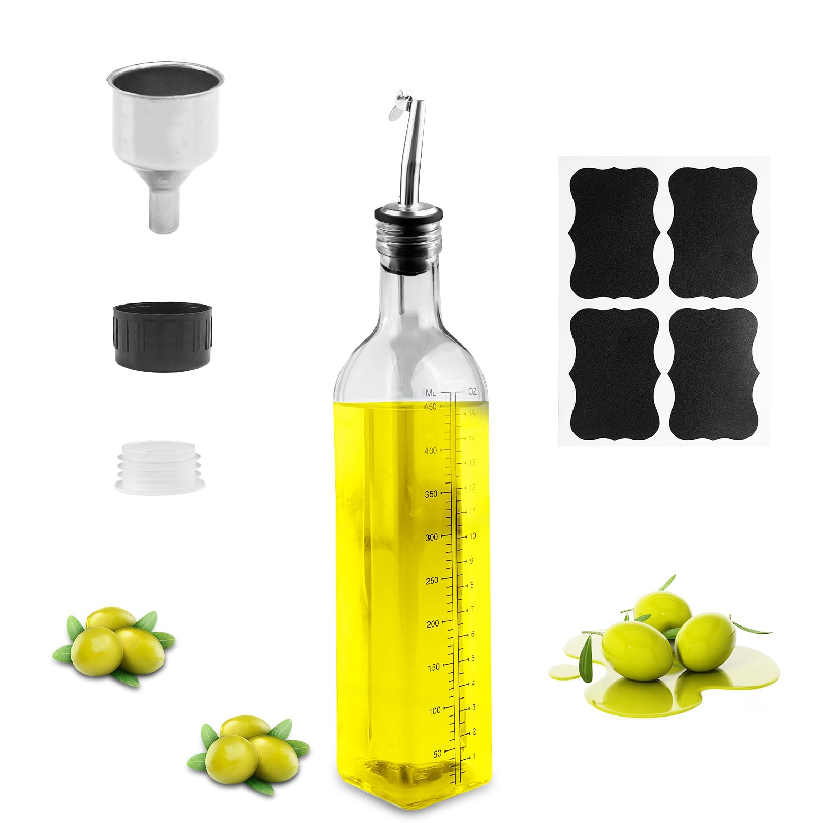 Dispenser Per Olio D'oliva In Acciaio Inossidabile, Bottiglia Dispenser Per Olio Da Cucina Dispenser Per Olio E Aceto In Vetro Superiore Per Cucina 94562968