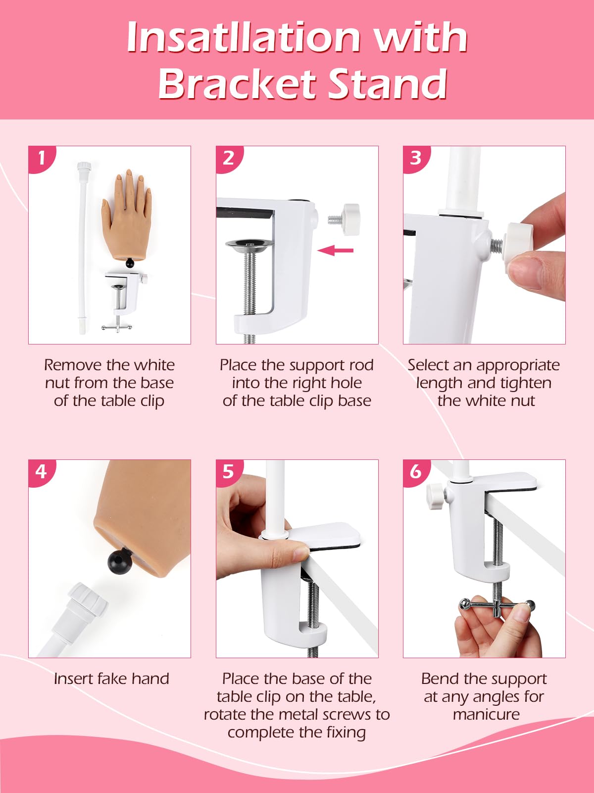 Mano para Practicar Uñas - Silicona Mano de Práctica con 240 Piezas 3XL de Uñas - Flexible Dedos para Practicar Uñas para Principiantes Salón Casa, Natural