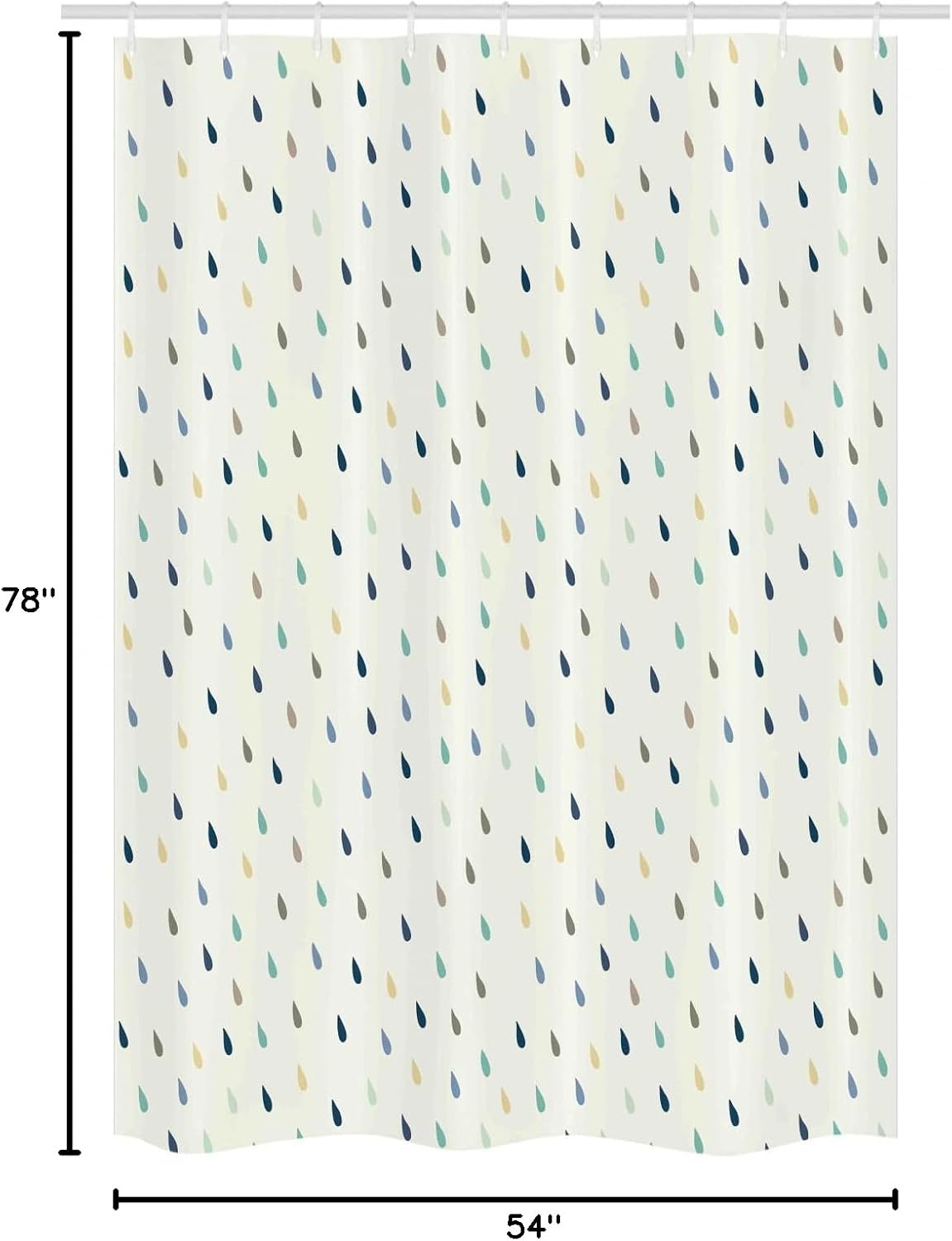 Ambesonne Abstract Stall Shower Curtain, Saturated Spherical Teardrop Shaped Rain Water Drops Particles Design Fusion Image, Fabric Bathroom Decor Set with Hooks, 54" W x 78" L, Eggshell Multicolor