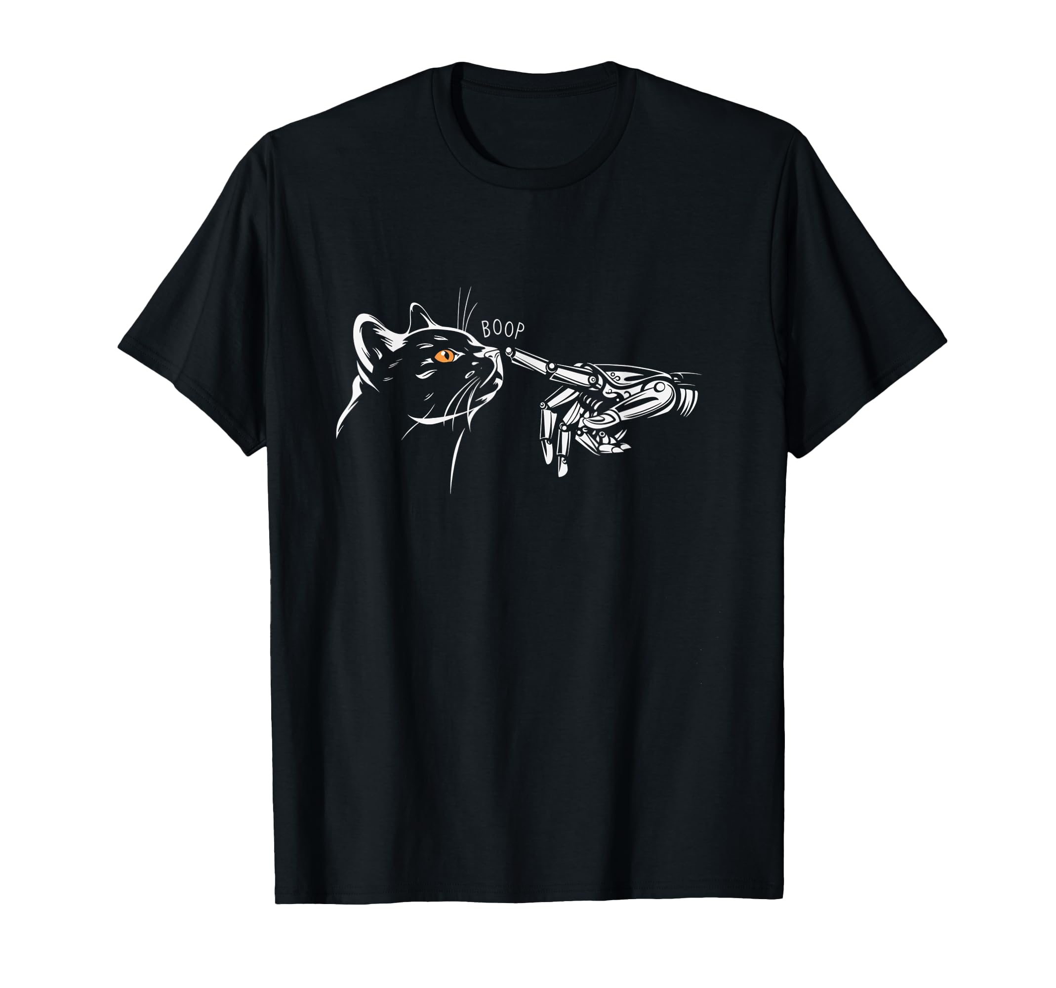 Black Cat Boop Robot Hand Kitty Feline Cat Lovers T-Shirt for Men Women