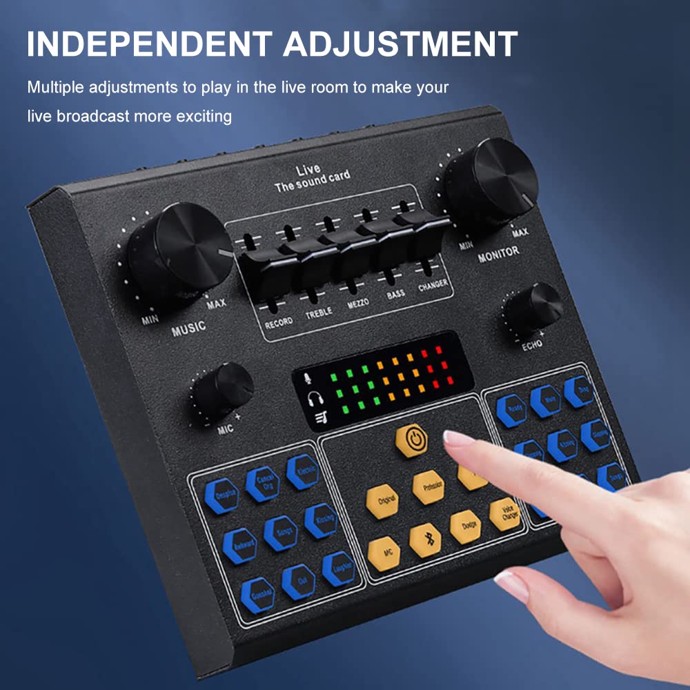 Interfaz de Audio con Mezclador de DJ y Tarjeta de Sonido, Estudio de producción de podcasts portátil Todo en uno para Guitarra, transmisión en Vivo, PC, grabación y Juegos